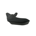 Black molded plastic belt guard with a smooth curved design and mounting holes.