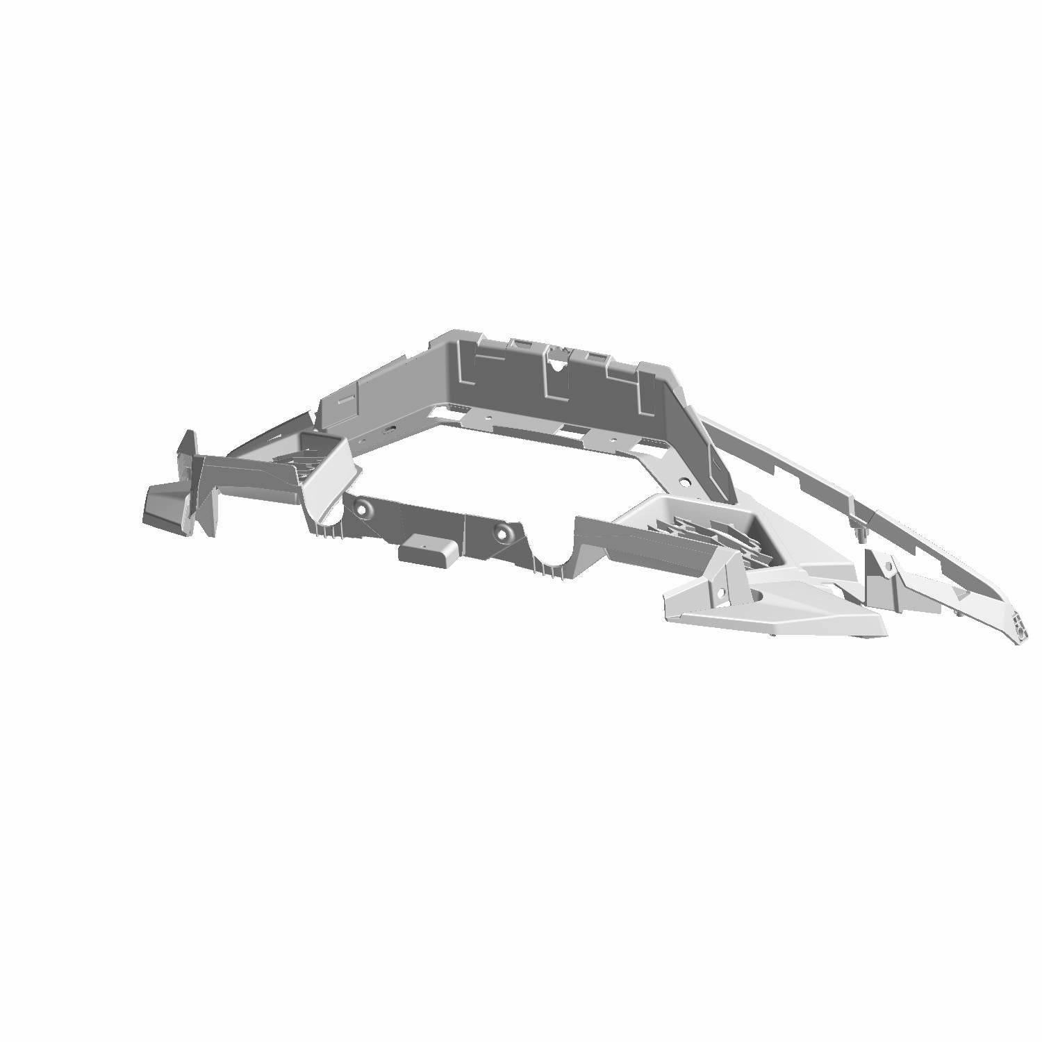 Matte black angular front fascia panel for Polaris RZR with sharp edges and mounting points.
