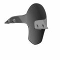 White front motorcycle fender with smooth curved design and mounting brackets.