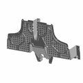 Black textured plastic floor panel with grid pattern and mounting brackets designed for Polaris RZR 200 UTV.