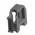 Matte black plastic front brake line holder with rectangular base and curved clip section.