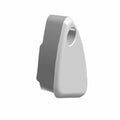 Matte gray triangular motorcycle tipover mount cover with rounded edges and circular hole near top.