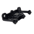 The Hinge-Mount Block RH by Polaris is a black plastic OEM bracket for Indian motorcycles, featuring multiple mounting points and a raised center. Shown photographed on a white background.