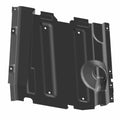 Black molded underseat panel with rounded and rectangular contours and mounting holes, right side design.