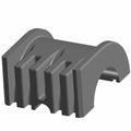 Black rubber rear stabilizer bushing with grooved rectangular body and curved cutout slot.