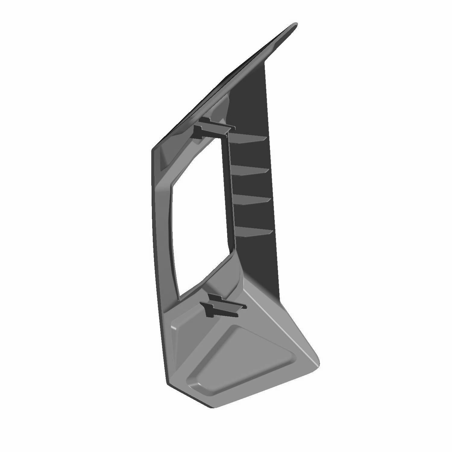Black angular plastic cover panel with mounting clips and textured surface designed for Polaris vehicle.
