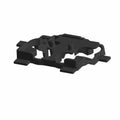 Black metal brake banjo orientation bracket with multiple mounting points and a compact, angular design.