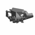 Black metal storage mount panel with angular design and multiple mounting points.