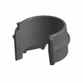 Gray cylindrical brake line retainer clip with open split and molded ridges.