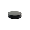 Black round 22mm clutch button made of smooth plastic material with flat top and slightly beveled edge.