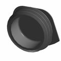 Black cylindrical plastic fascia plug with ridged outer edge and flat tab for grip.