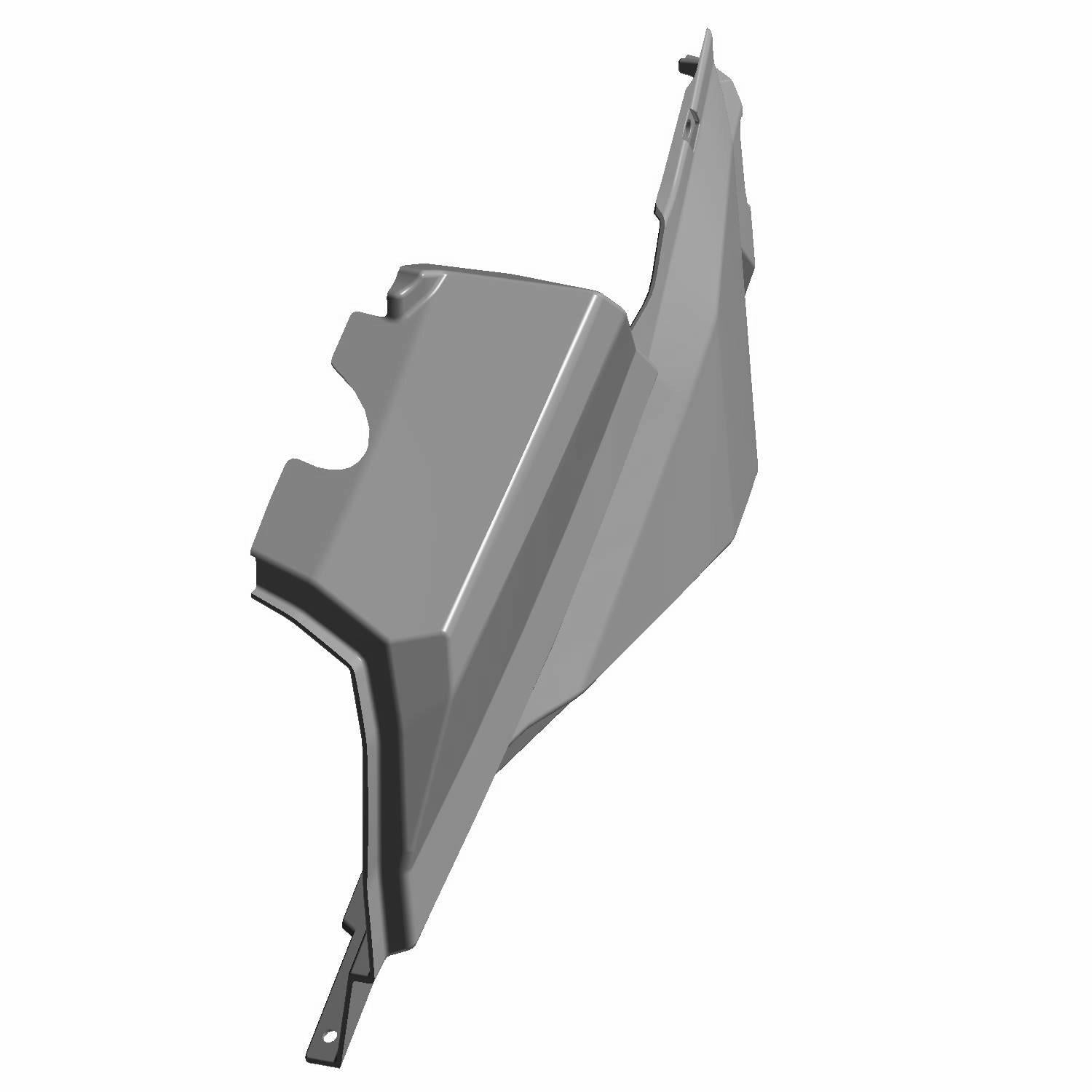 Black plastic rear fender with angular design and mounting points for Polaris UTV.