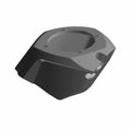 Black matte front speaker enclosure with angular edges and circular mounting area designed for left side installation.