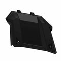 Black angular plastic hood center panel with mounting tabs and screw holes.