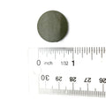Round black clutch button with white stripe, 22 mm diameter, shown next to ruler for size reference.