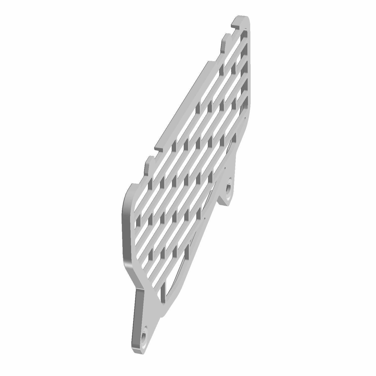 Black rectangular clutch intake screen with angled grid pattern and mounting tabs.