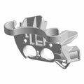 Silver ABS bracket with dual circular openings and mounting points for motorcycle assembly.