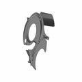Black curved plastic belt screen bracket with circular center opening and mounting tabs.