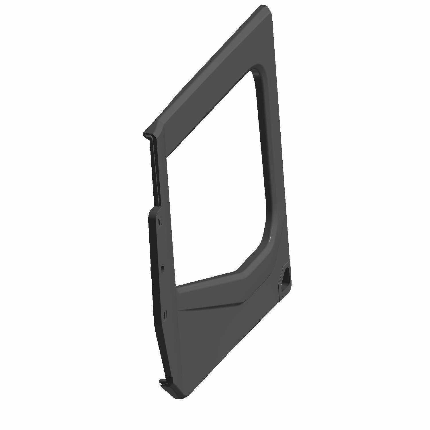 Matte black plastic rear outer upper panel with angular cutout for Polaris UTV, left side.