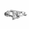 Silver ABS plastic bracket with multiple mounting points and cutouts, flat base design.