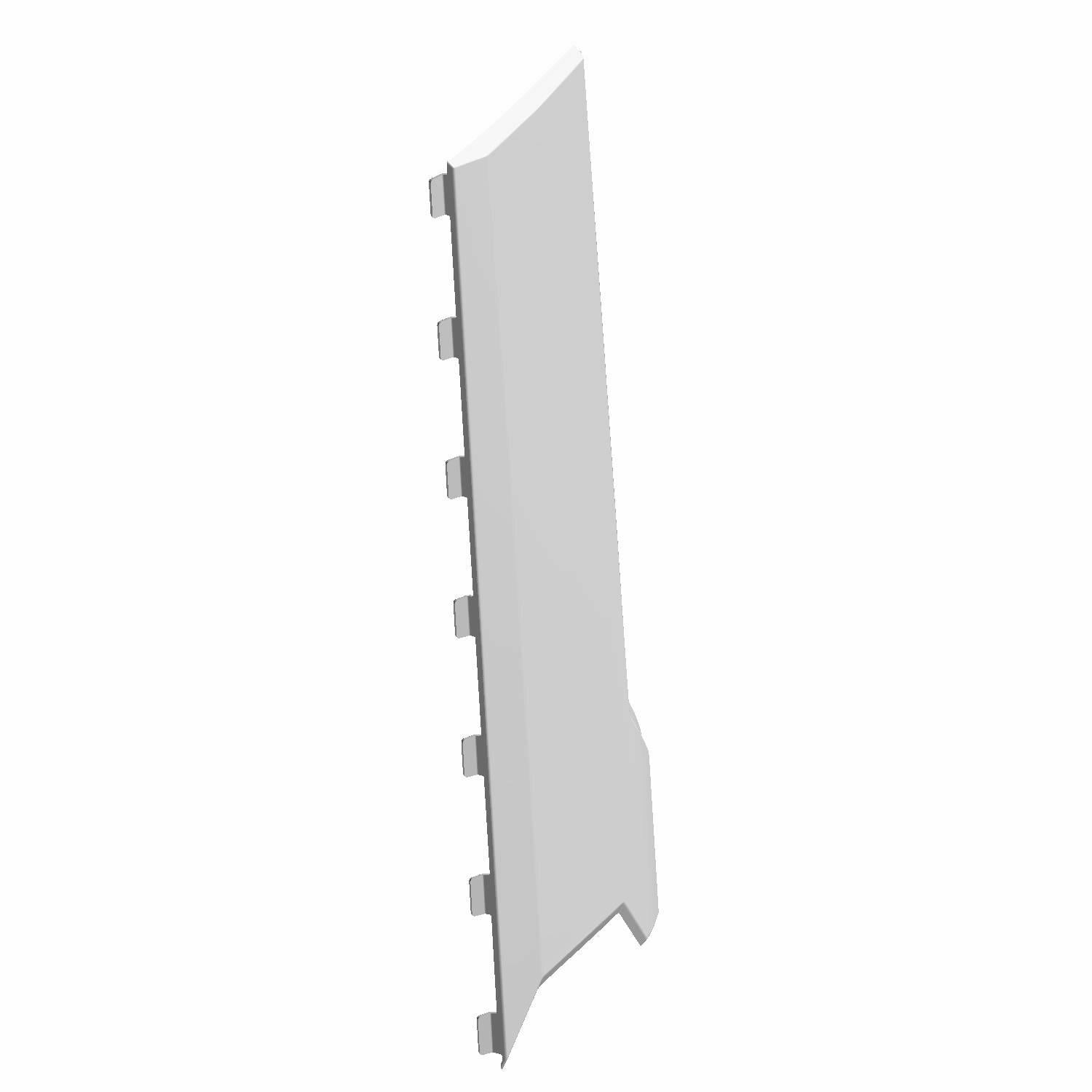 Gray left side cargo box panel with multiple mounting tabs and angular lower edge for Polaris Ranger UTV.