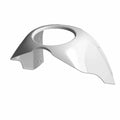 Glossy white curved body cowl with round central cutout and mounting holes for Indian Scout Bobber motorcycle.