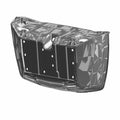 Glossy black trunk bin with a contoured, aerodynamic shape and multiple mounting holes.