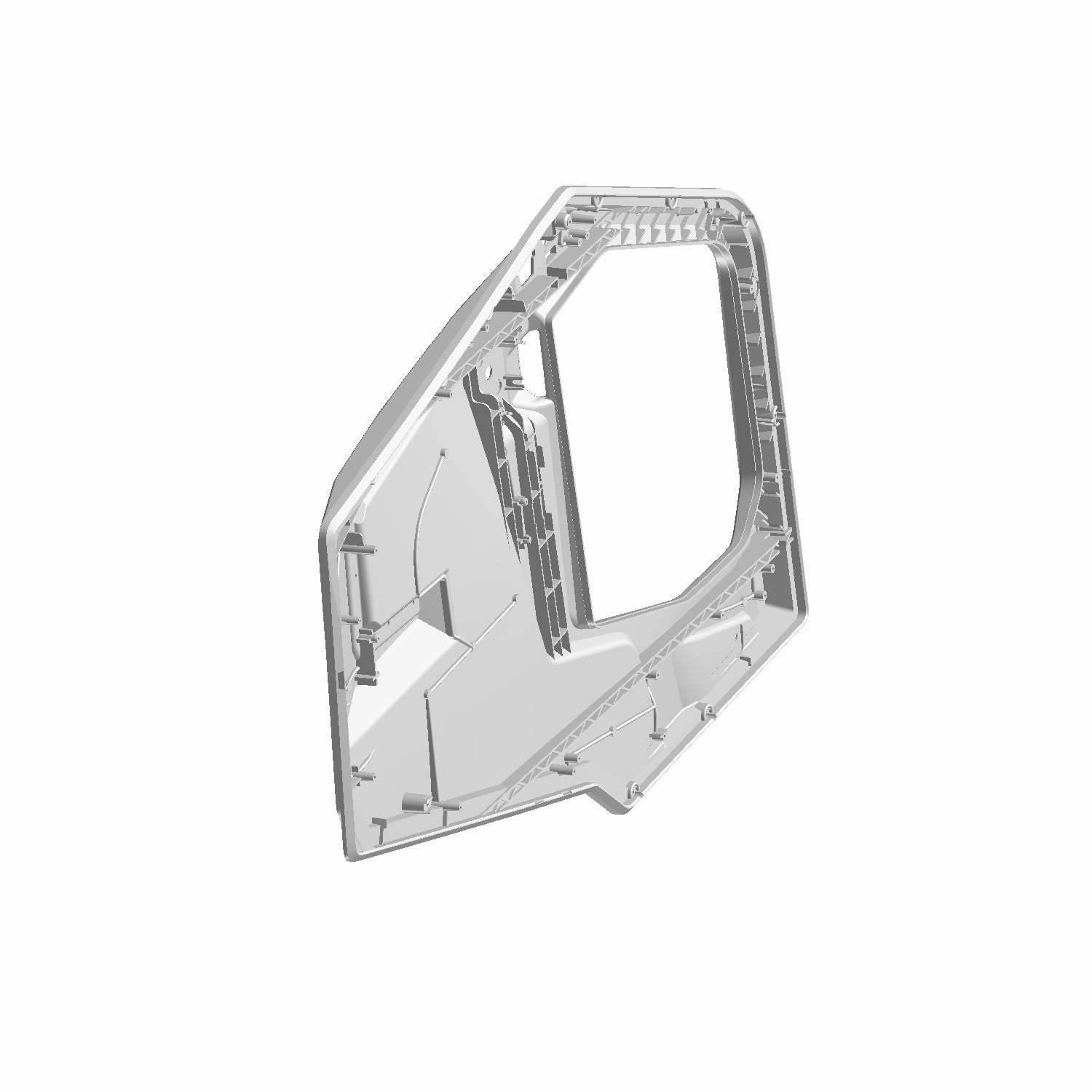 Black plastic inner front left panel for Polaris Ranger 570 with angular design and mounting points.