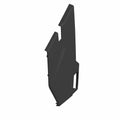Matte black angular right front accent panel with cutout details, rigid plastic design.