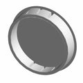 Black 50mm round plastic plug with grooved outer edge for Polaris Ranger vehicles.