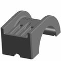 Gray rectangular box pivot bushing with curved arch and ribbed top surface.