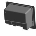 Black rectangular storage bin standoff with mounting holes and sturdy plastic construction.