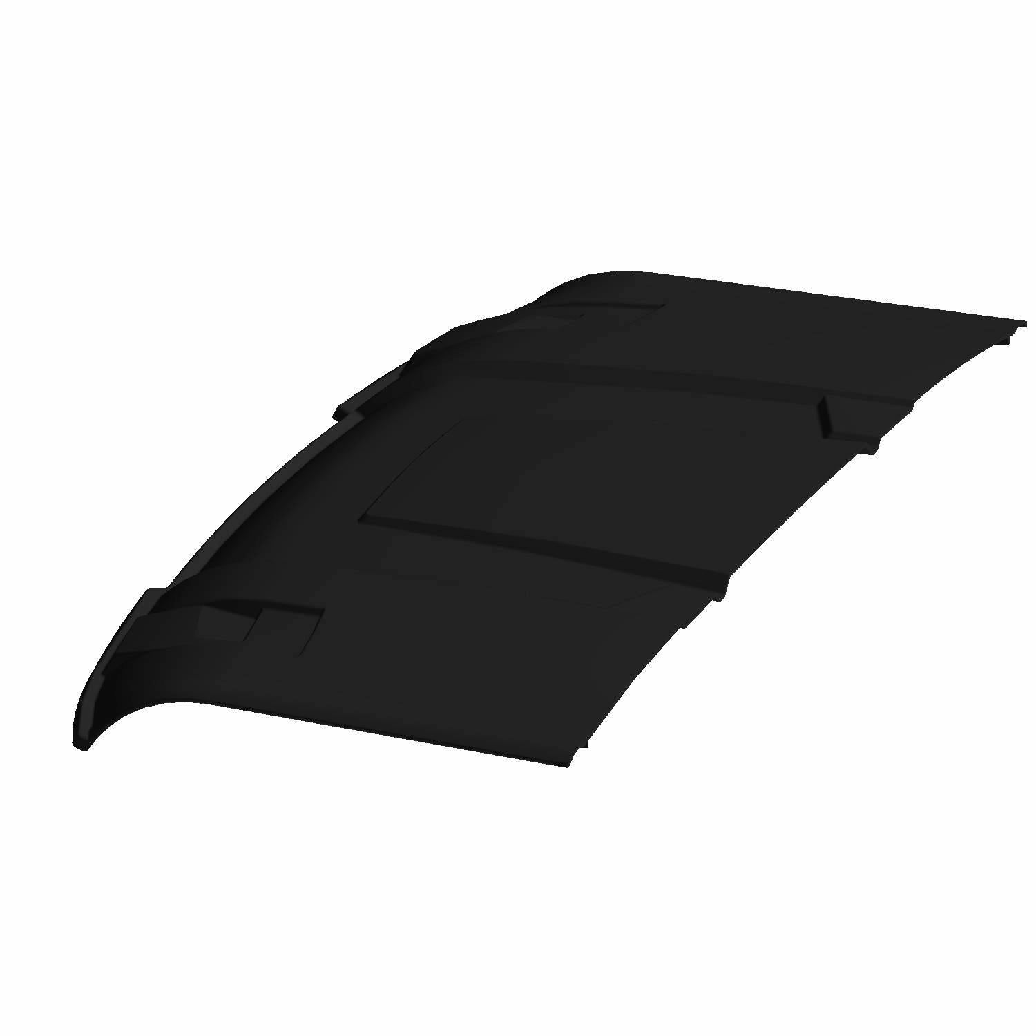 Matte black polycarbonate front roof panel with contoured edges designed for Polaris Ranger Crew UTVs.