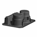 Black dual cup holder insert with rounded compartments and mounting base for vehicle installation.
