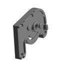 Black plastic right arm rest guide with curved support and attachment points for Polaris UTVs.