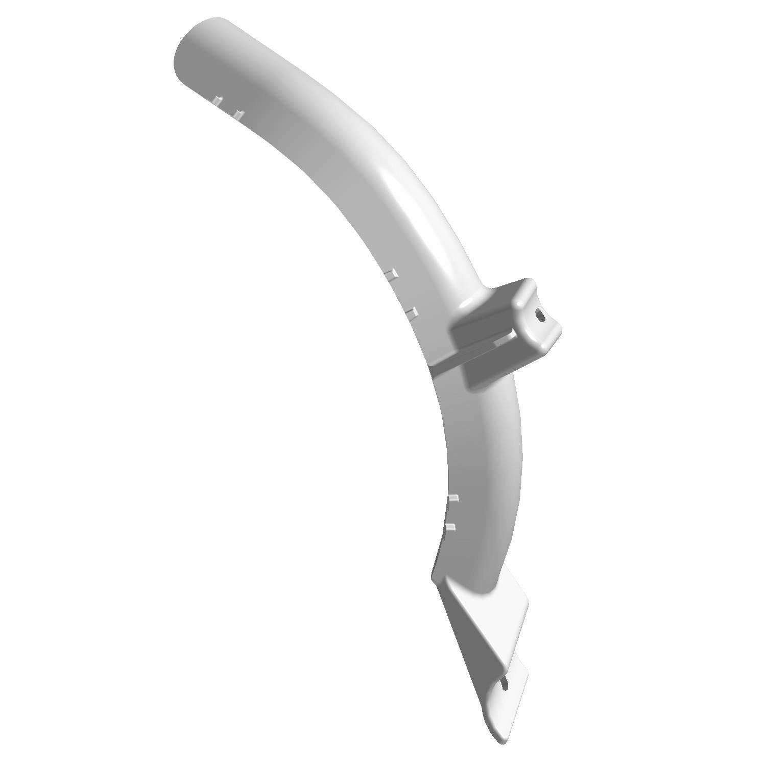 Black curved plastic routing clip with mounting bracket and angled tab.