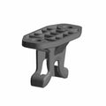 Black plastic rear upper net clip with rectangular grid top and dual mounting hooks.