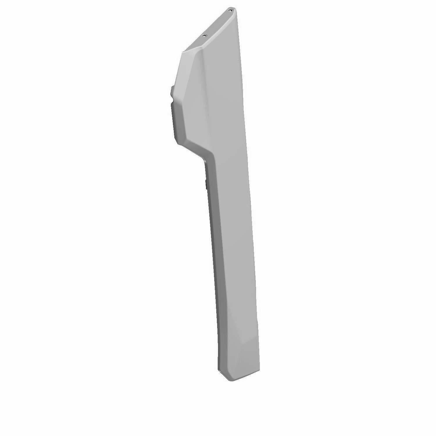 Turbo silver left cargo box trim panel with angular, molded design and smooth finish.