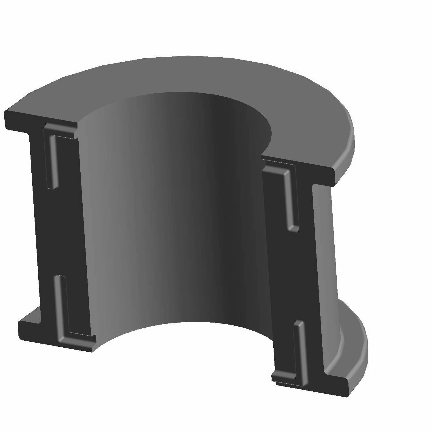 Black cylindrical upper stab bar bushing with a 25mm diameter and structural grooves.