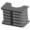 Black rectangular lower stab bar bushing with ribbed sides and a semi-circular top cutout.