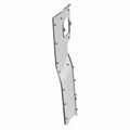 Matte titanium-colored left door panel interior trim with mounting clips and a rectangular cutout.