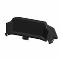Black rectangular plastic camera plug with angled edges and mounting clip.