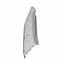 Right front door skin for UTV in gray unpainted plastic with mounting points and angular shape.