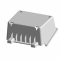 Gray rectangular plastic dash center storage bin with a slanted top and vent-like grooves on one side.