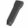 Black elongated plastic clutch duct intake with smooth, tapered design and rectangular mounting flange.
