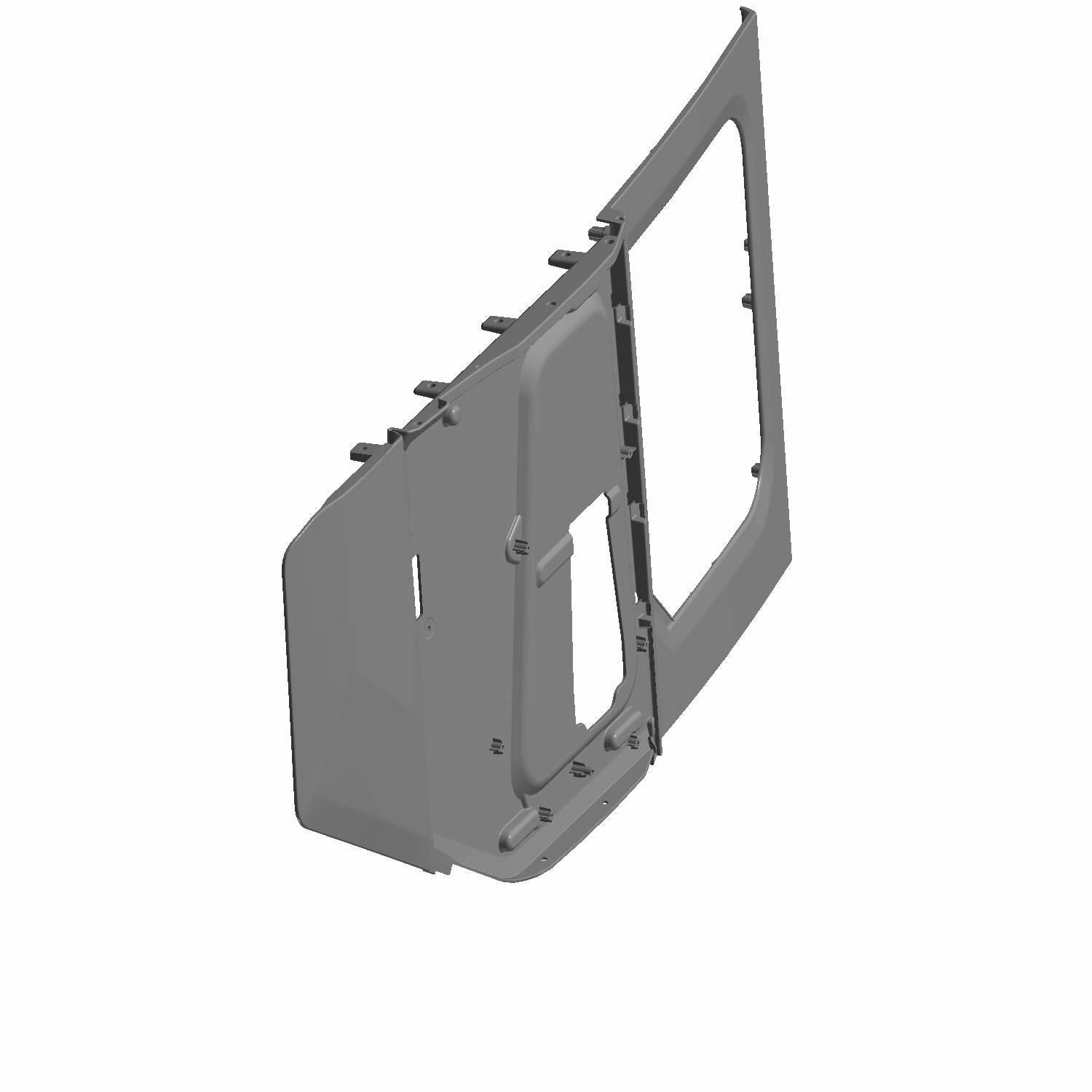 Matte black rear left door panel base with angular design and mounting points for Polaris UTV.