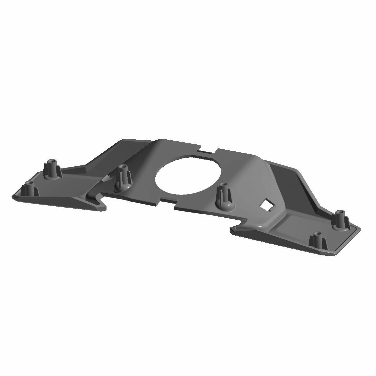 Matte titanium-colored steering wheel trim with mounting tabs and central circular cutout.