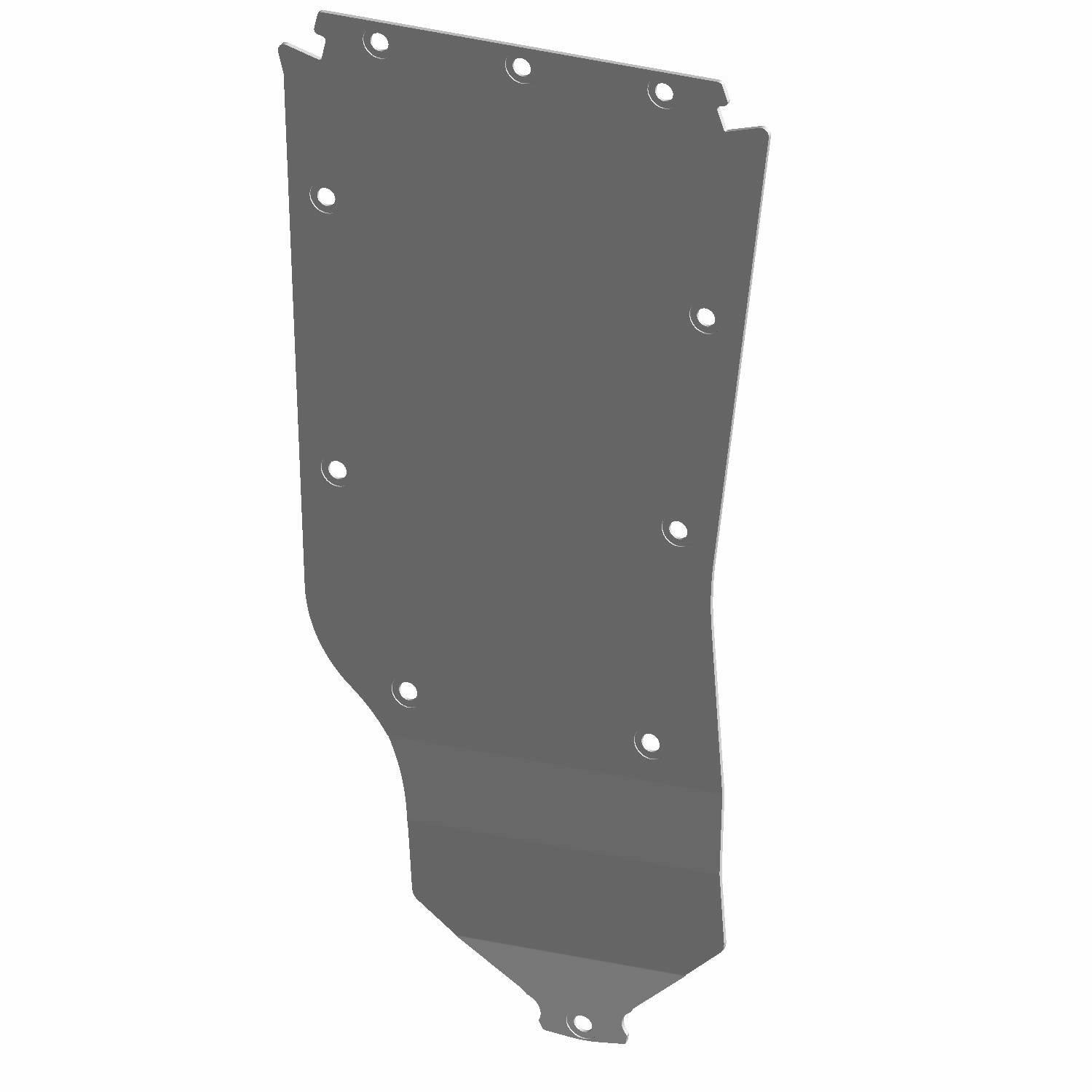 Black metal skid plate with multiple mounting holes, designed for rear protection on offroad vehicles.
