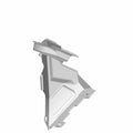 Gray molded plastic inner A pillar cover with angular design and mounting tabs.