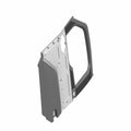 Black and silver left door panel for Polaris offroad vehicle with angular design and mounting points.